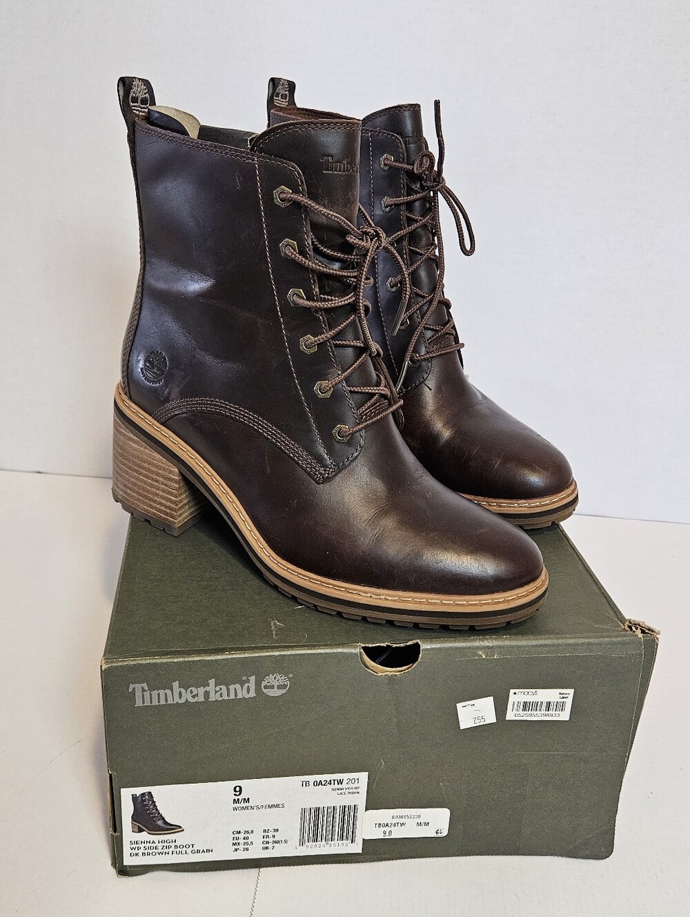 Authentic Timberland Sienna High Waterproof Dark Brown Boots Sz 9